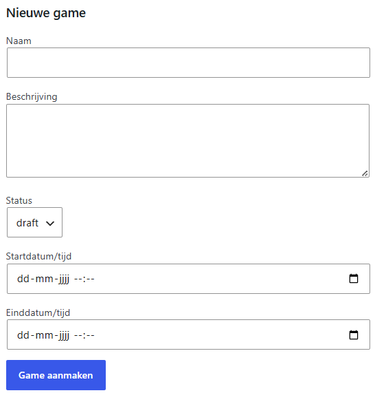 Admin new game