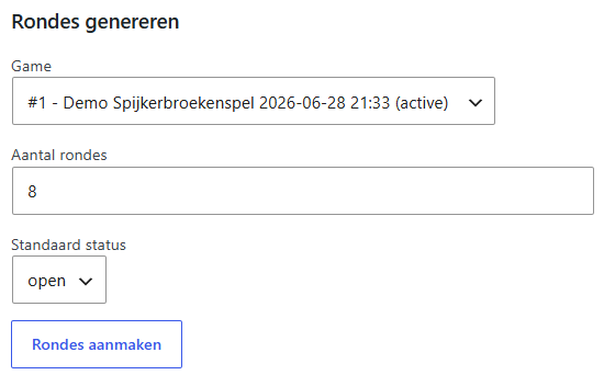 Admin generate rounds