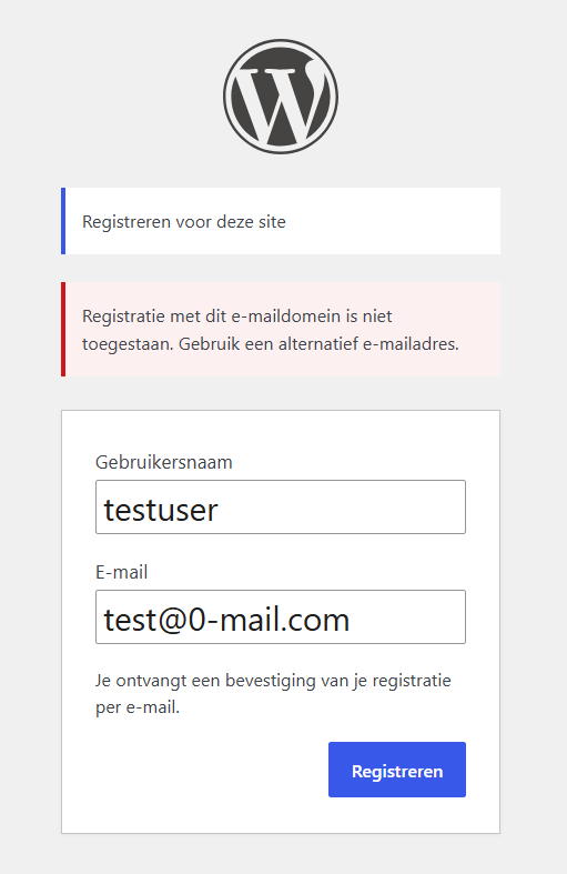 Nieuwe registratie