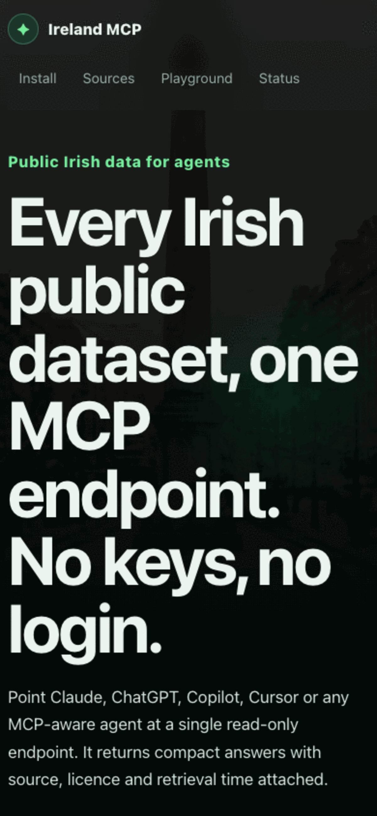 Ireland MCP live landing page on mobile