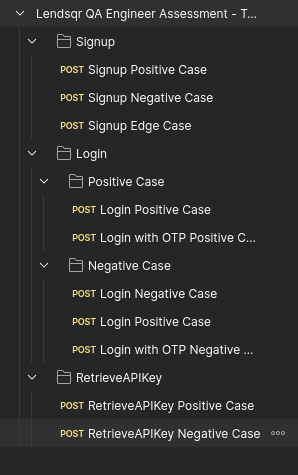 list of test cases in the json file