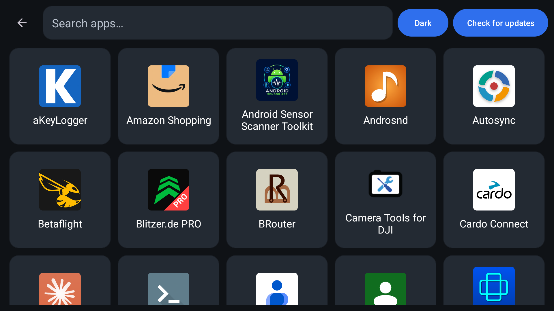 All apps screen