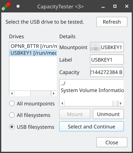 USB selection