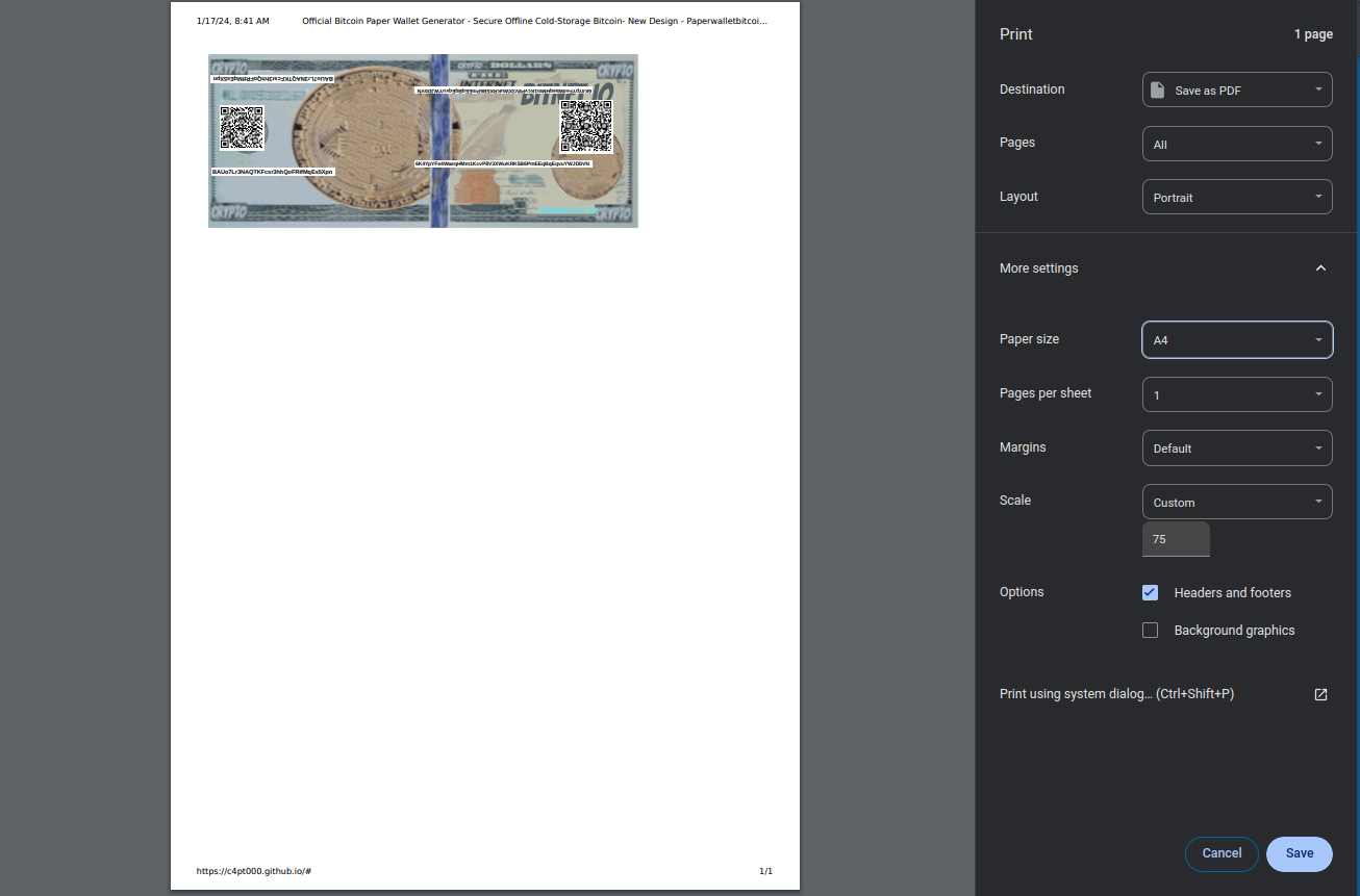Official Bitcoin Paper Wallet Generator - Secure Offline Cold-Storage ...
