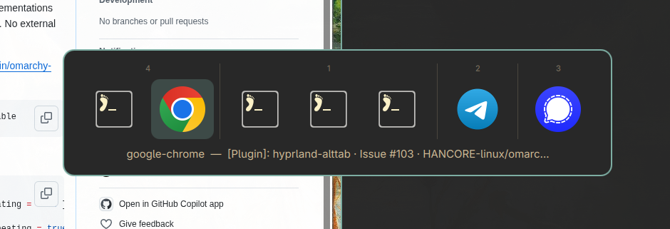 Alt+Tab switcher overlay, grouped by workspace