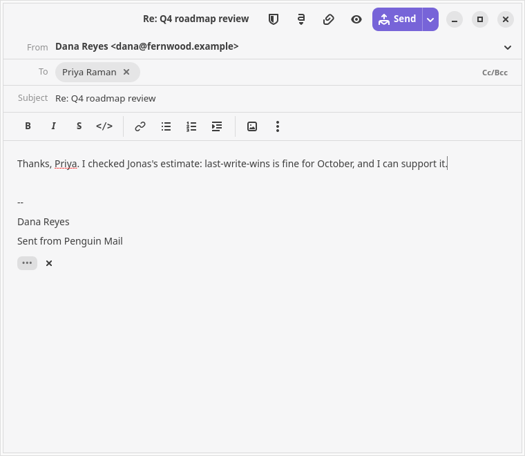 Replying in the composer