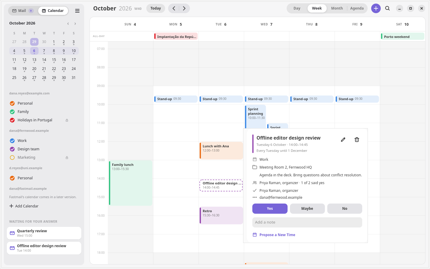 An event's details, guests and answers