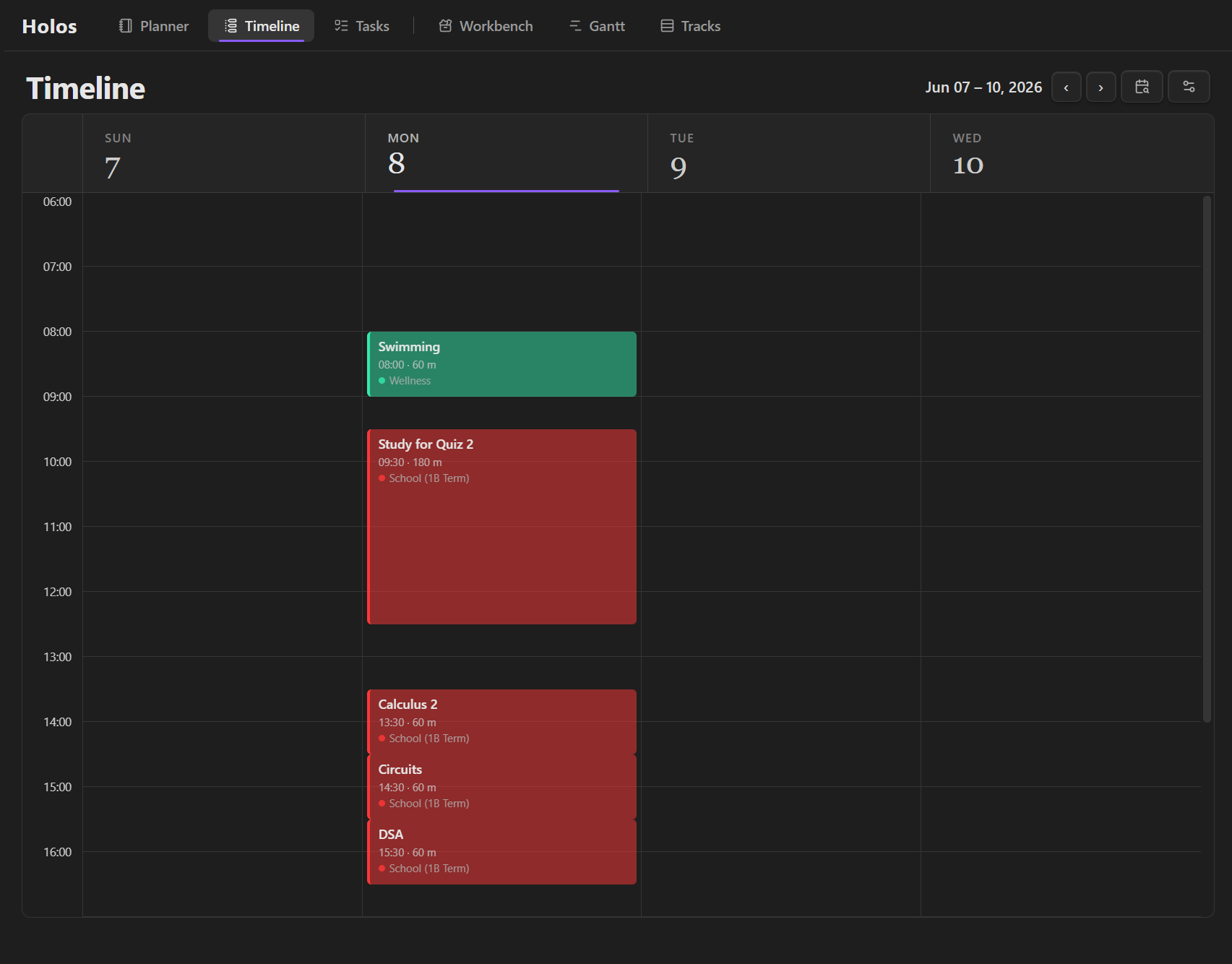Timeline view