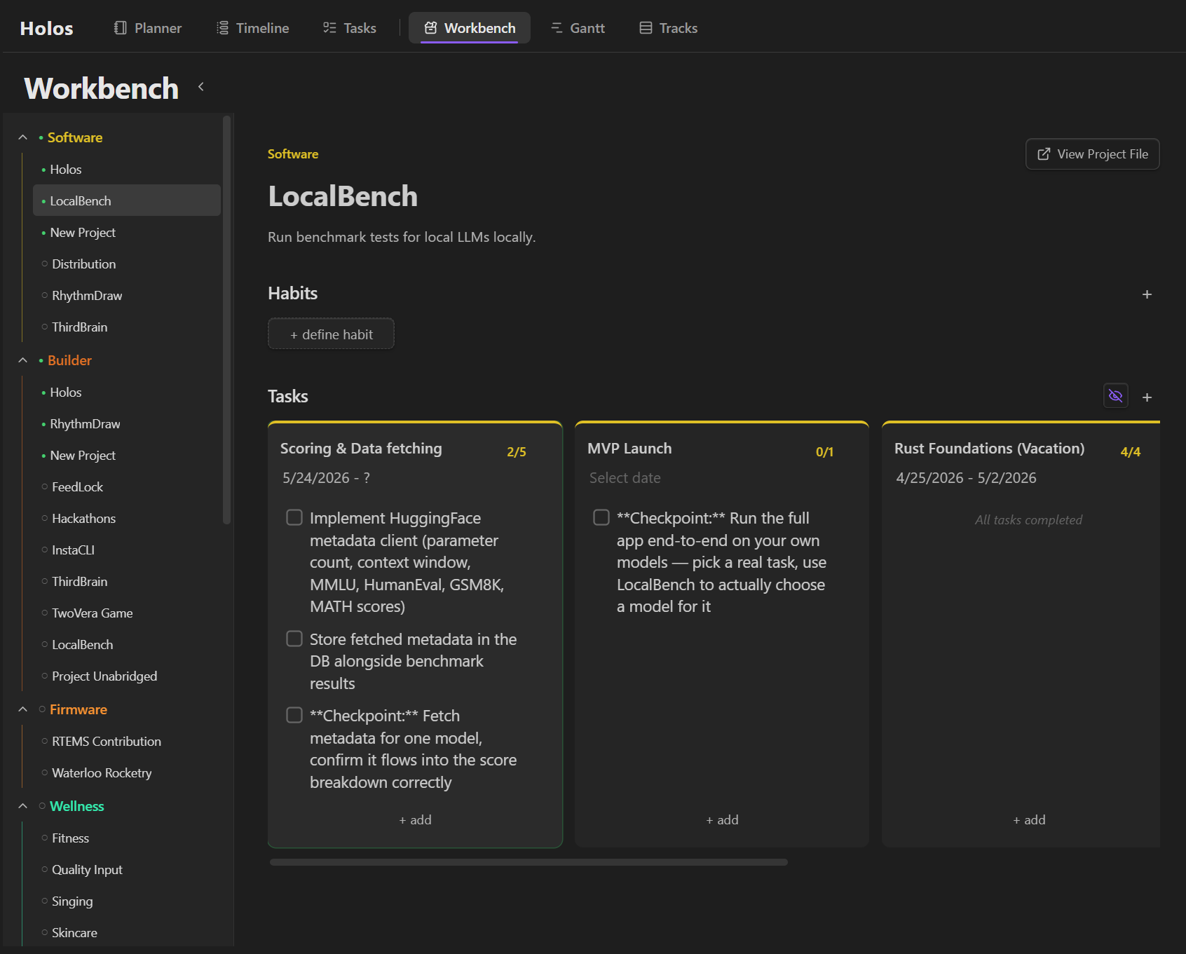 Workbench View Project