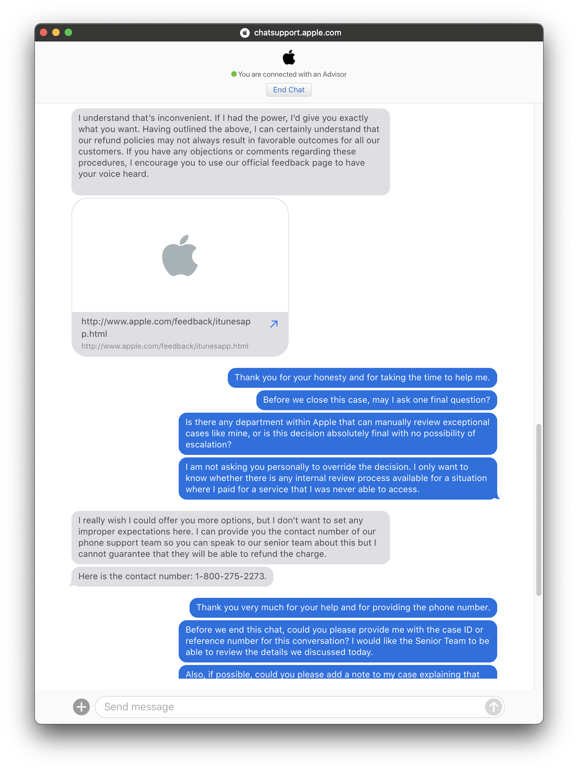 Apple 客服退款沟通记录第二部分