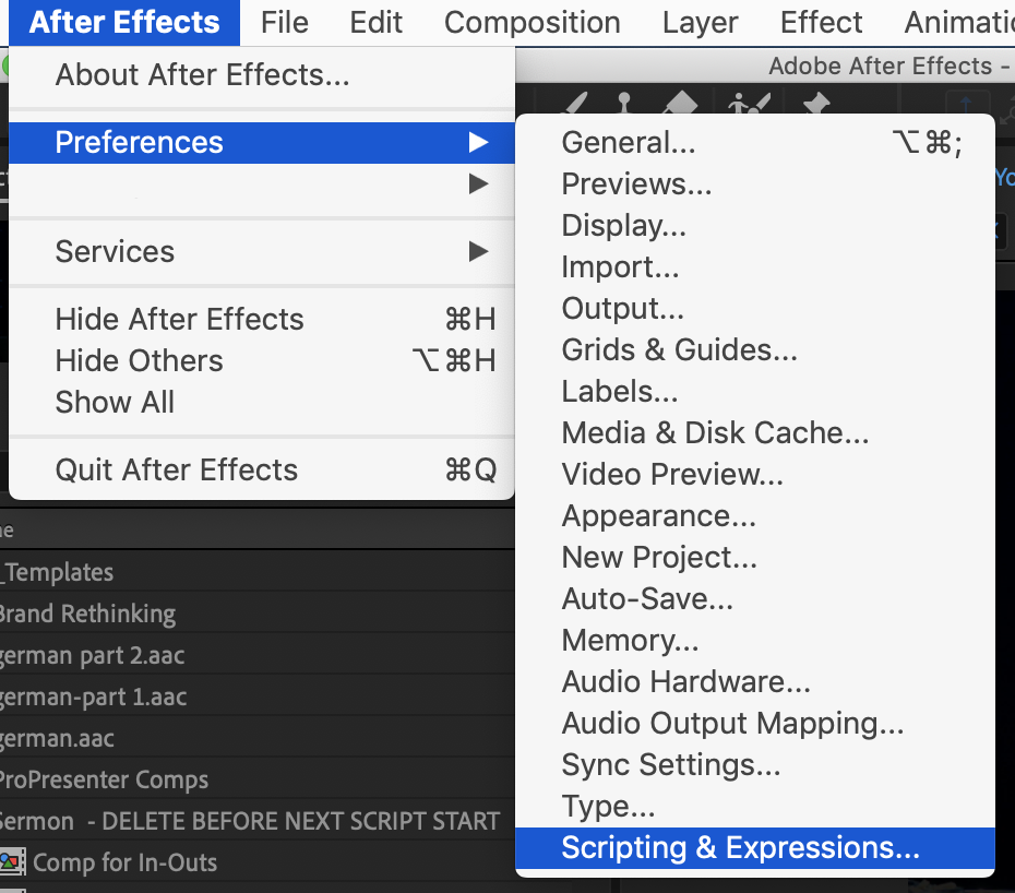 Scripting Preferences