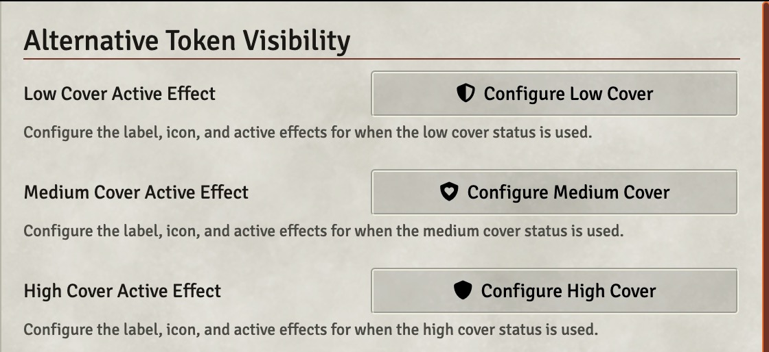 Cover effects Settings for the Alt Token Visibility Module