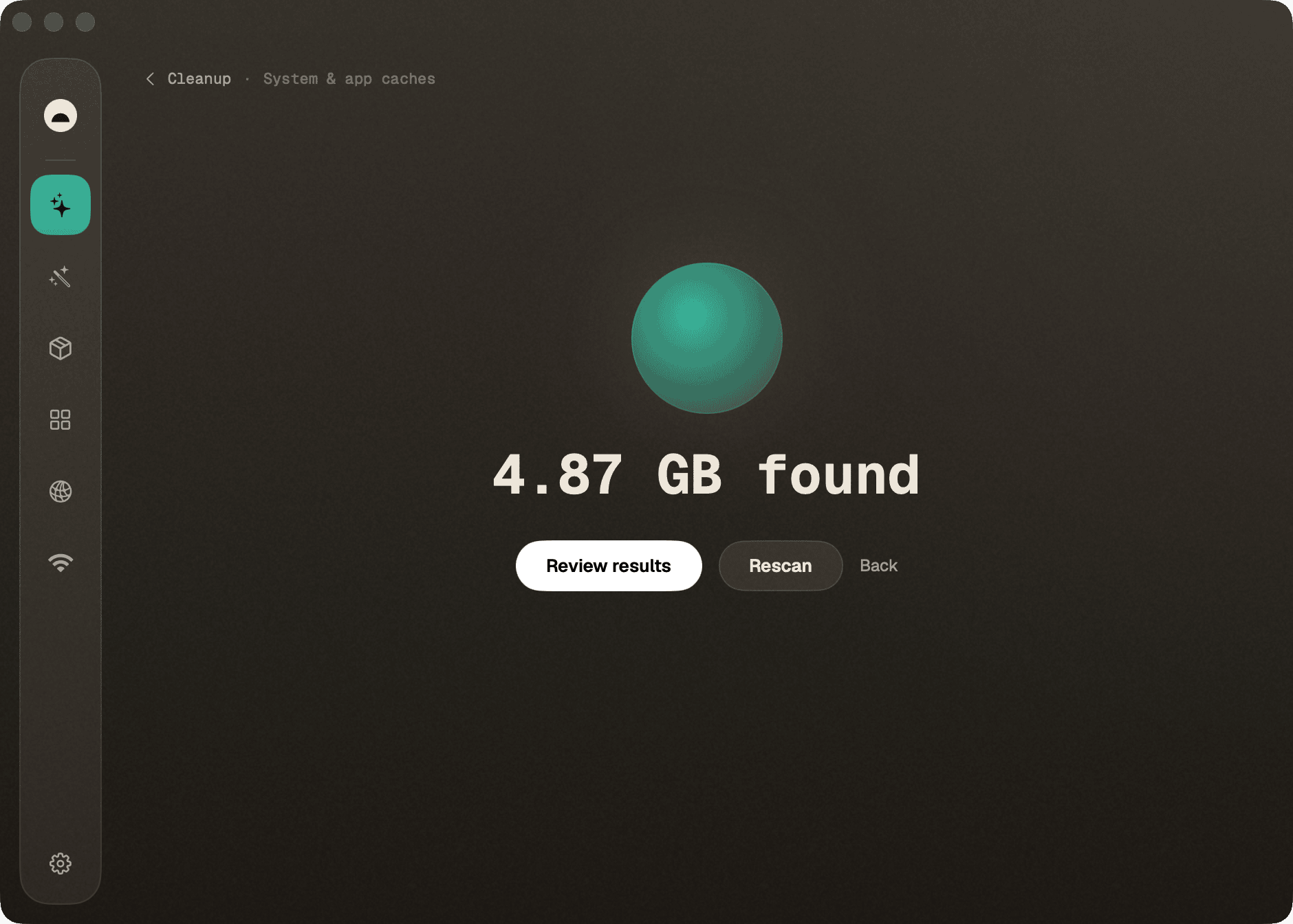 Clean โ scan complete, reclaimable space found
