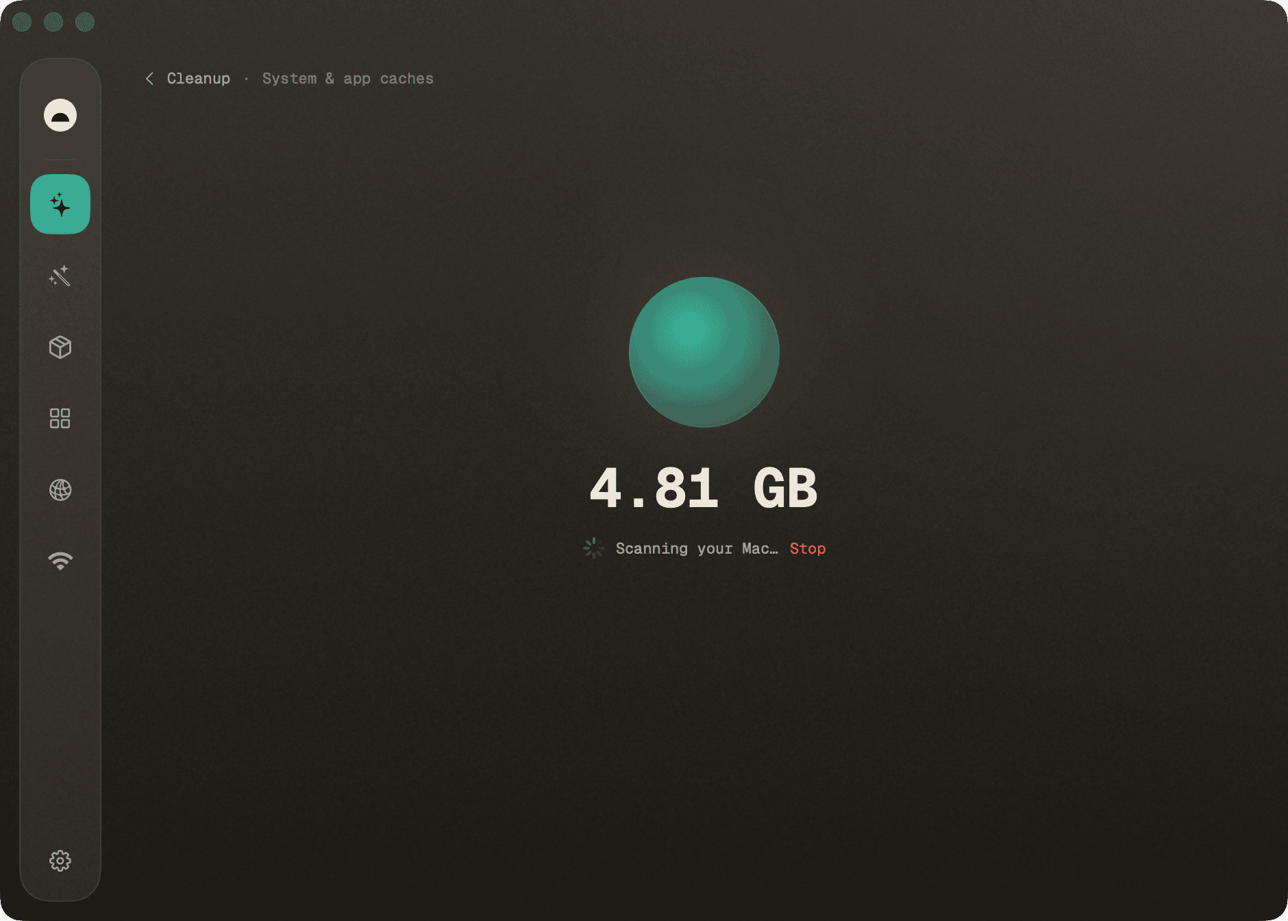 Clean โ scanning, with a live reclaimable total