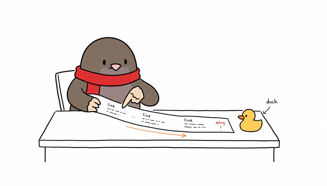 rubber-duck debugging — explaining a problem to a rubber duck