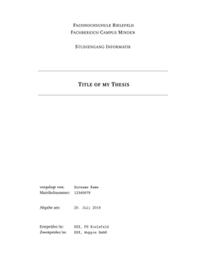 Clean Thesis Titlepage