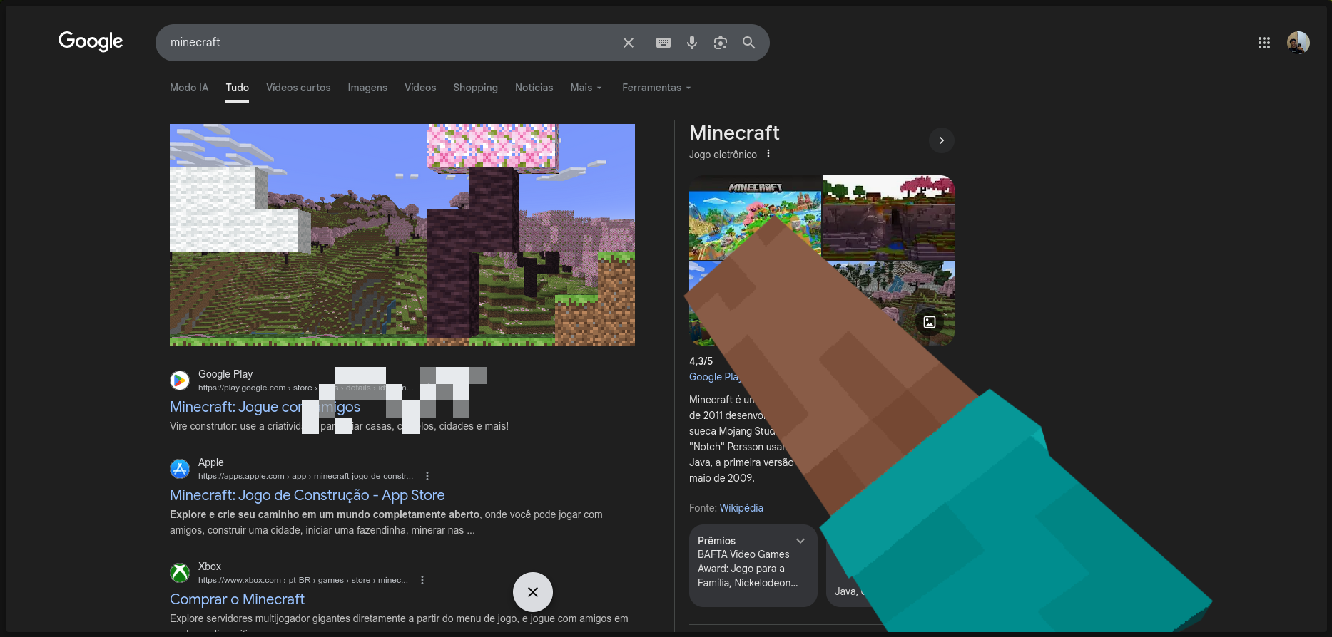 🕹️ Minecraft e mais: O Google escondeu um "arcade" na sua busca