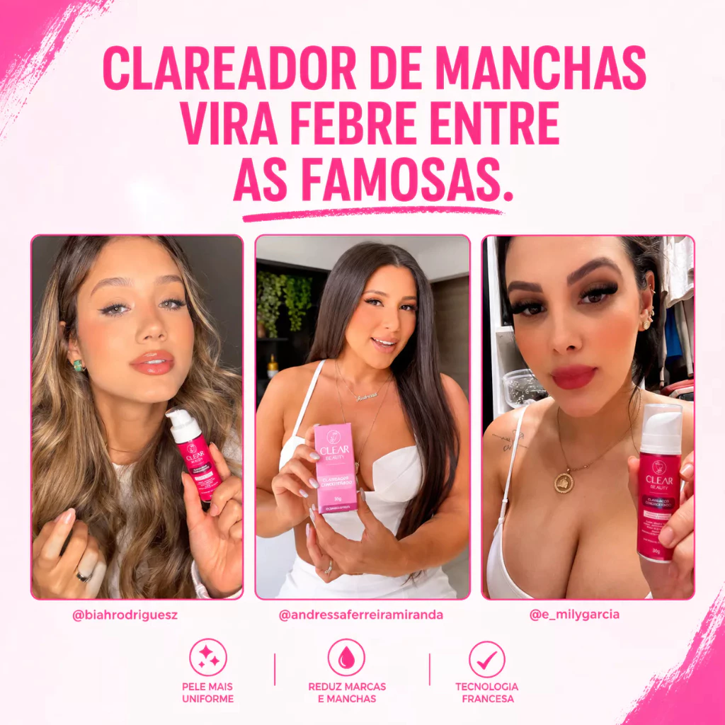 Criadoras de conteúdo apresentando o clareador Clear Beauty
