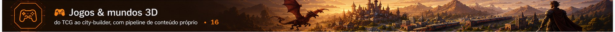 Jogos & mundos 3D — do TCG ao city-builder · 16