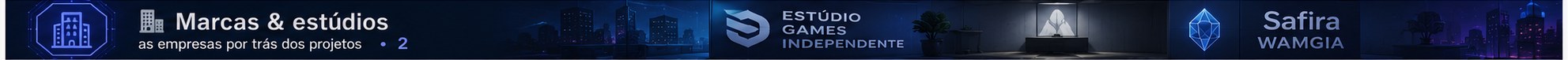 Marcas & estúdios — as empresas por trás dos projetos · 2