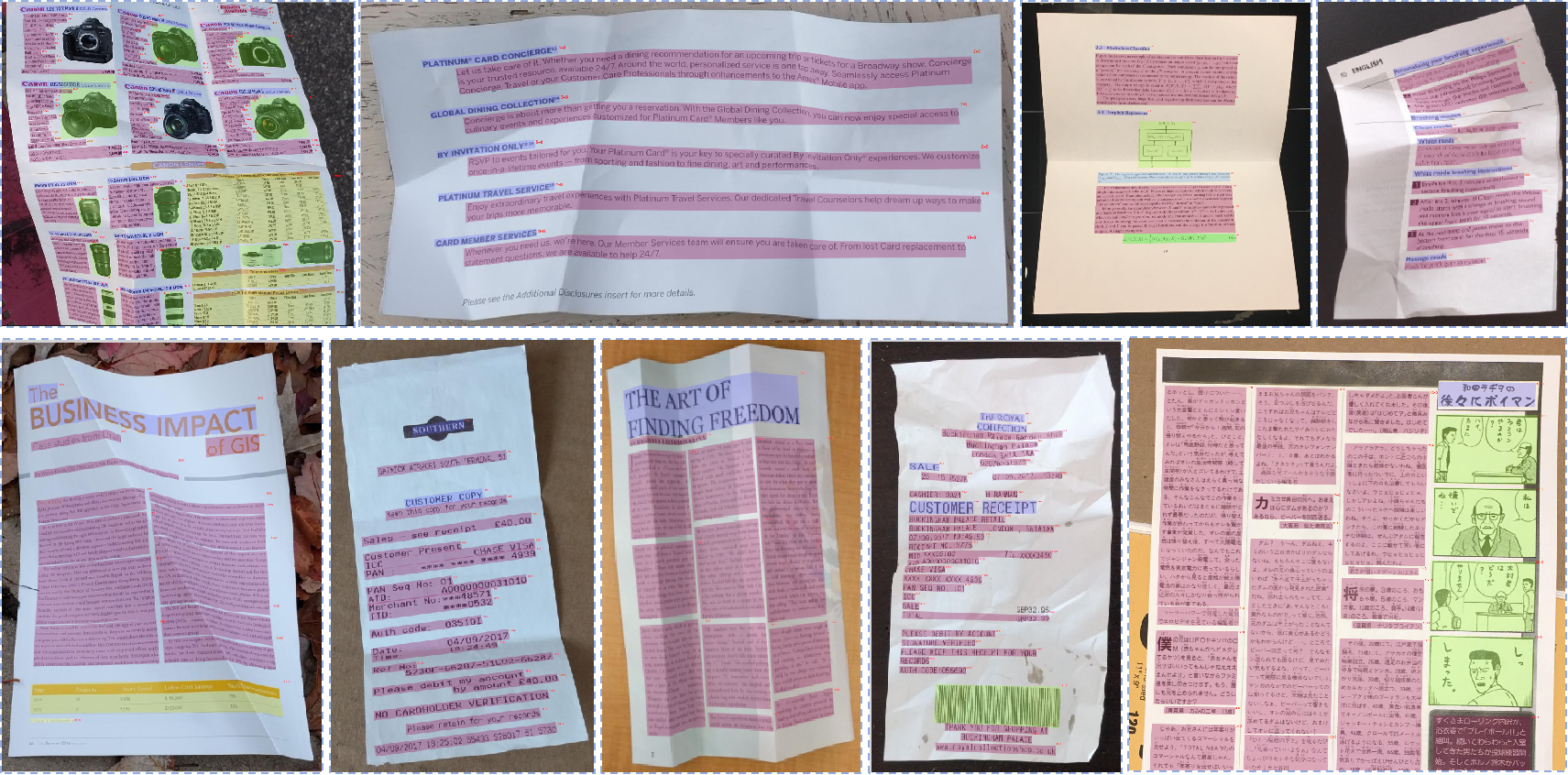 Parsing evaluation on the DocUNet dataset.