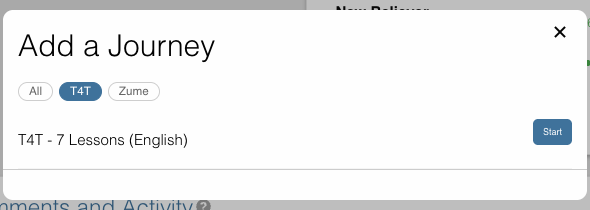 Add a Journey modal