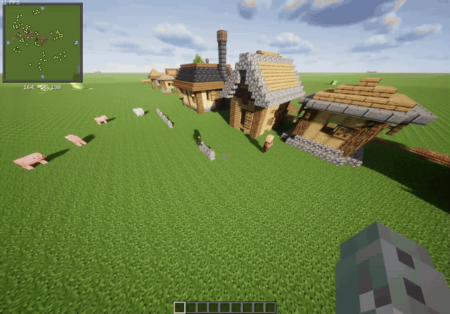 A villager building an adaptive village wall