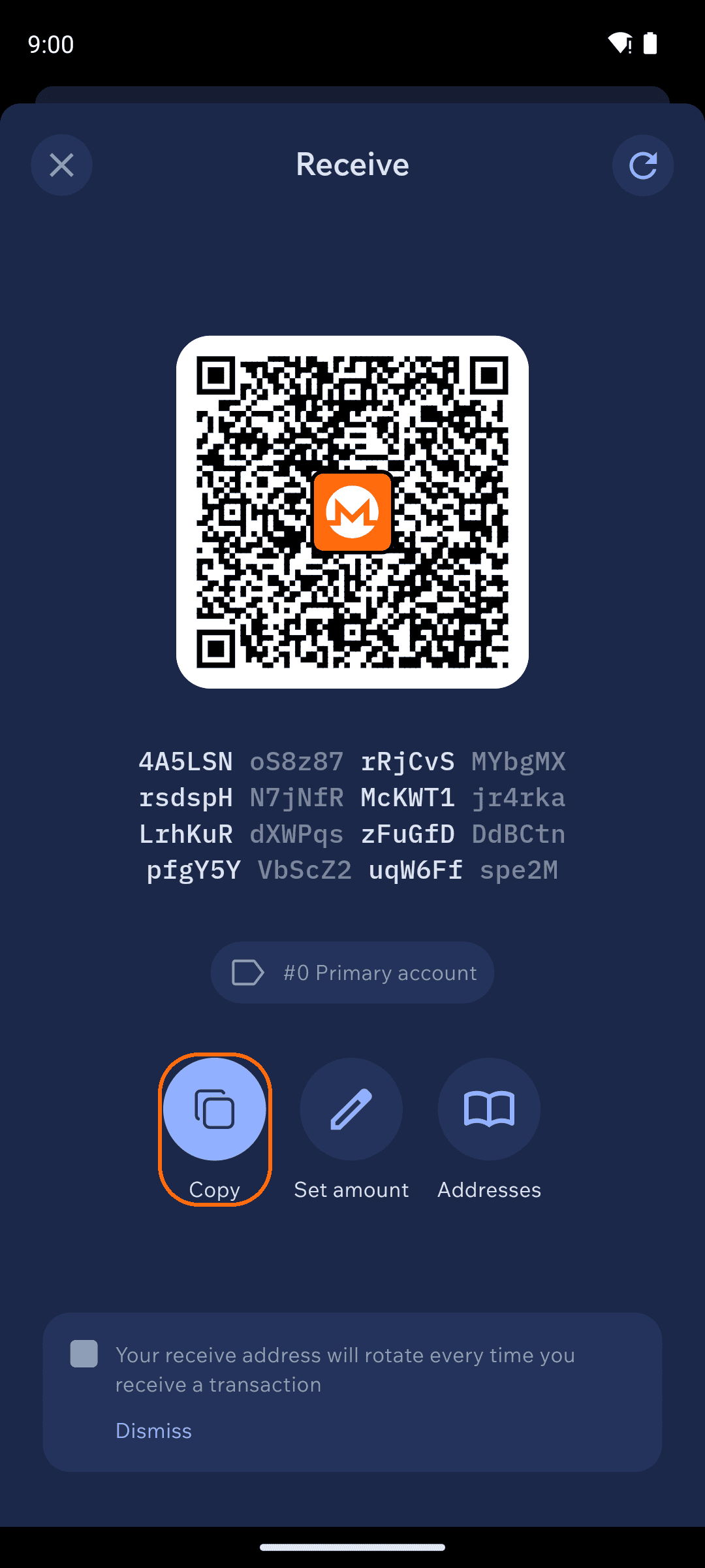 Your Monero receive address