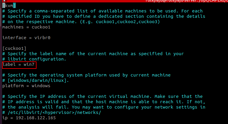 Configure KVM conf