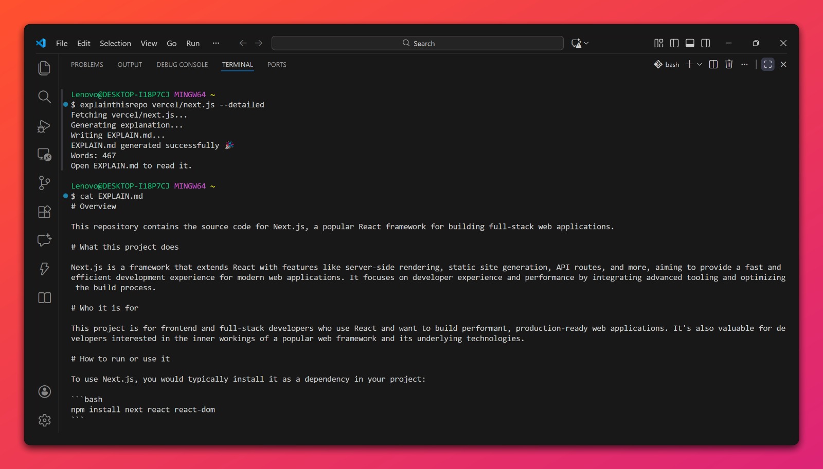 Detailed Mode Output