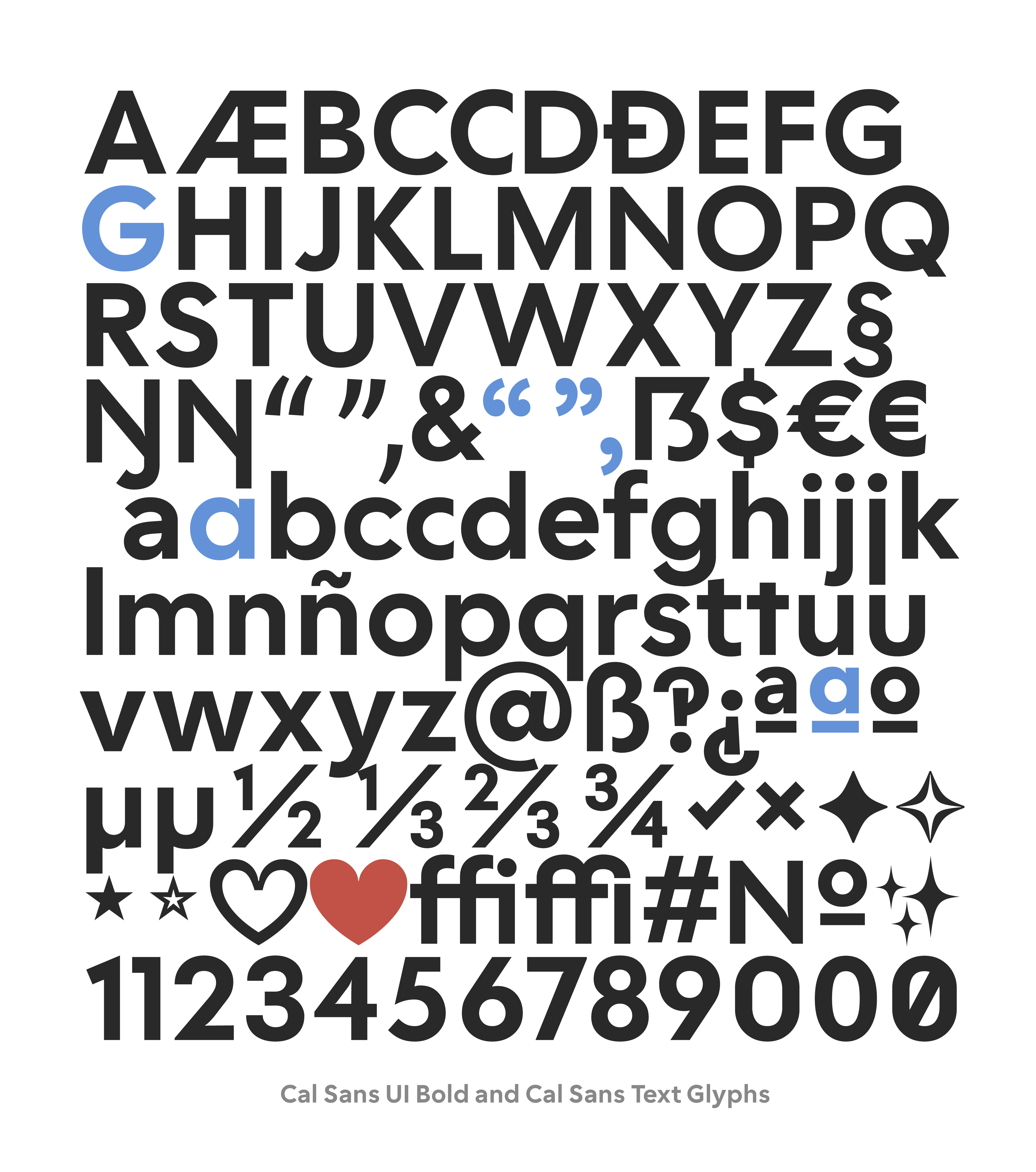 Cal Sans UI free font character set and glyph coverage