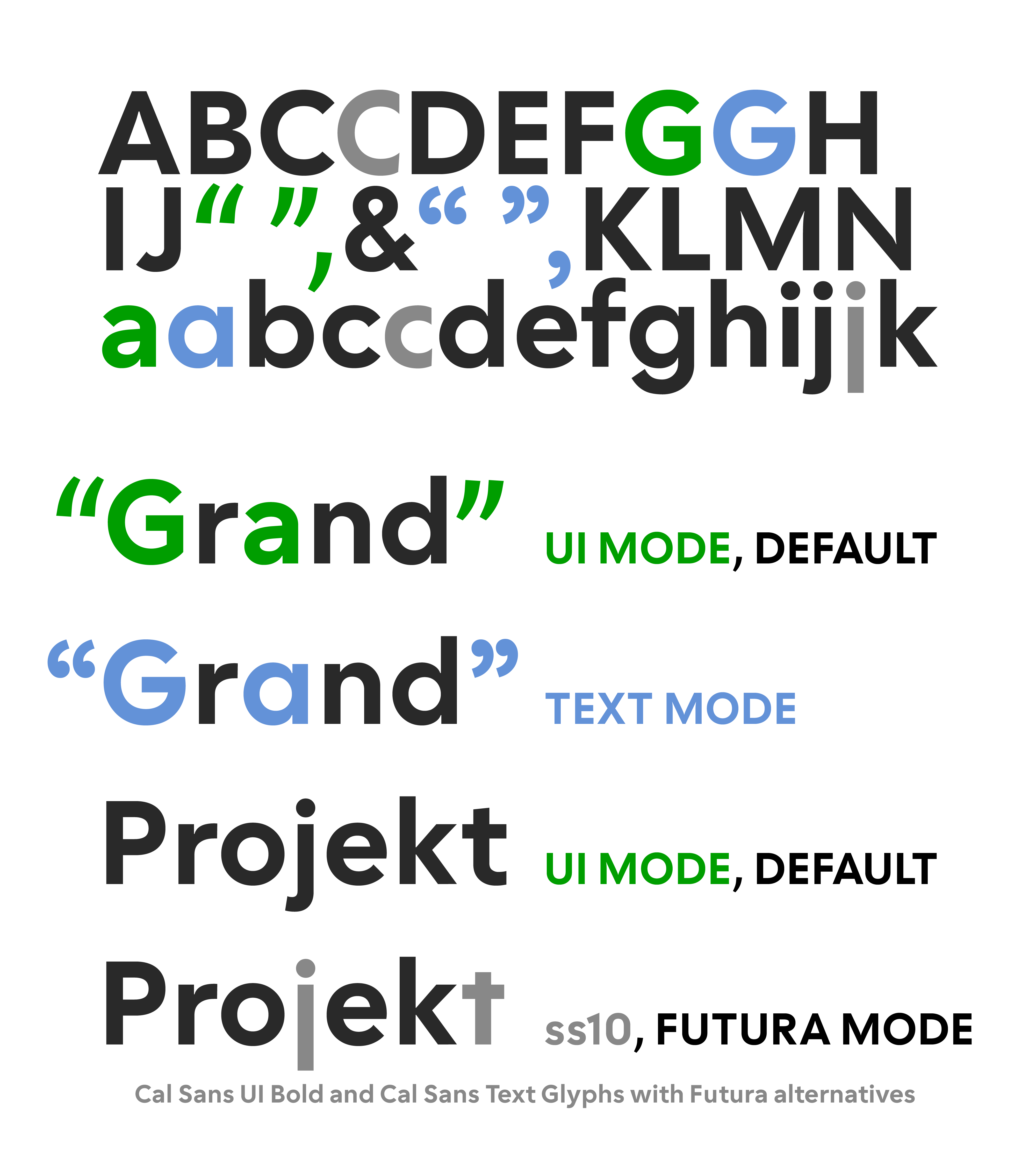 Cal Sans UI free font examples showing typographic range