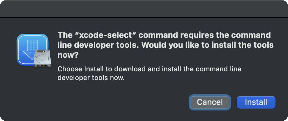 Prompt to install Apple's Command Line Tools
