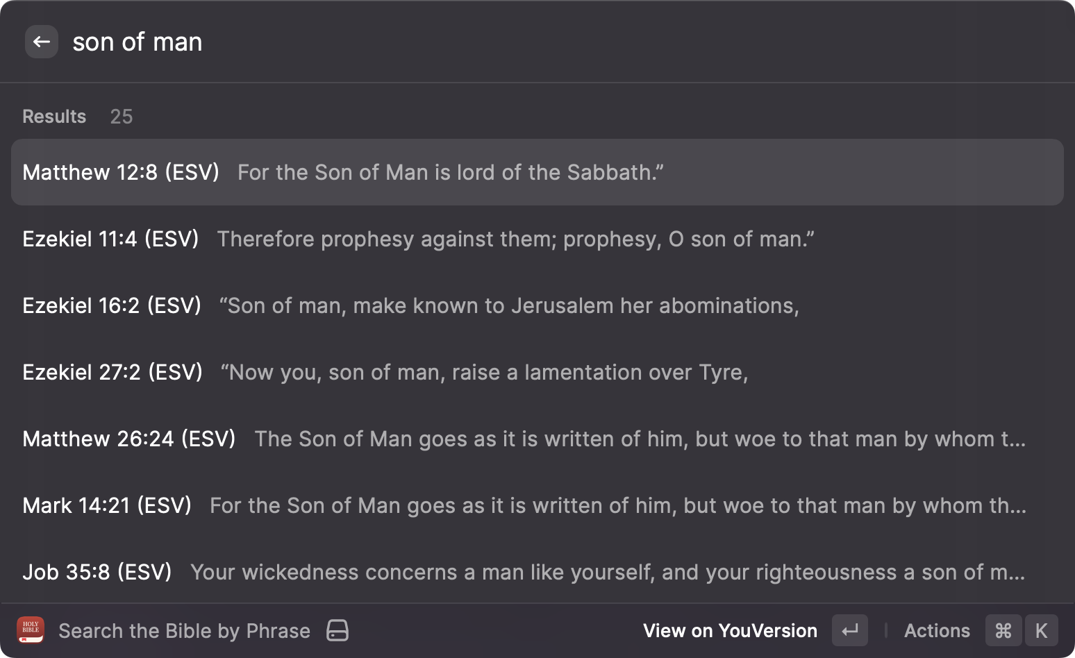 Search the Bible by Phrase