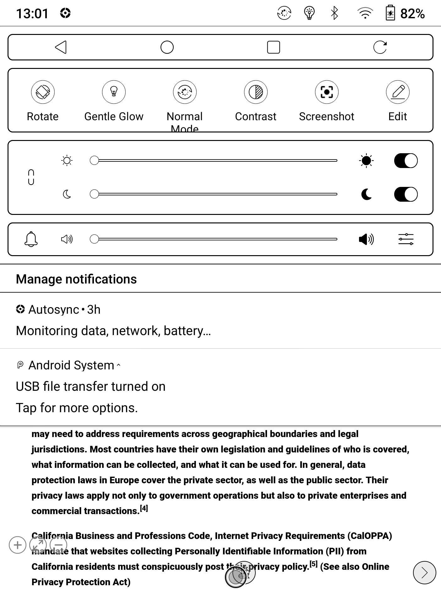 The Gentle Glow quick settings tile will show you when the frontlight is off.