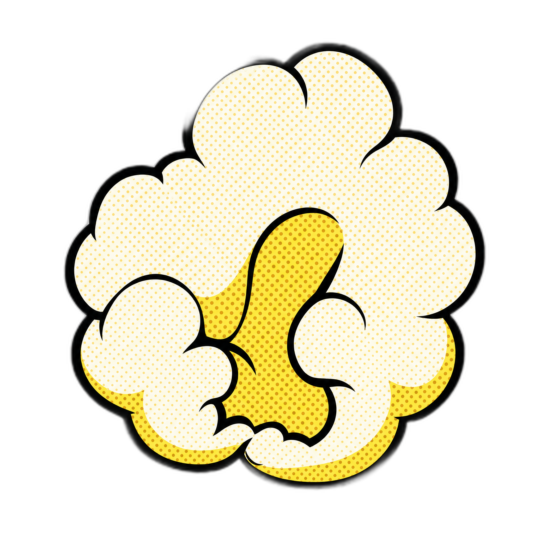 Pop-art-style popcorn kernel illustration