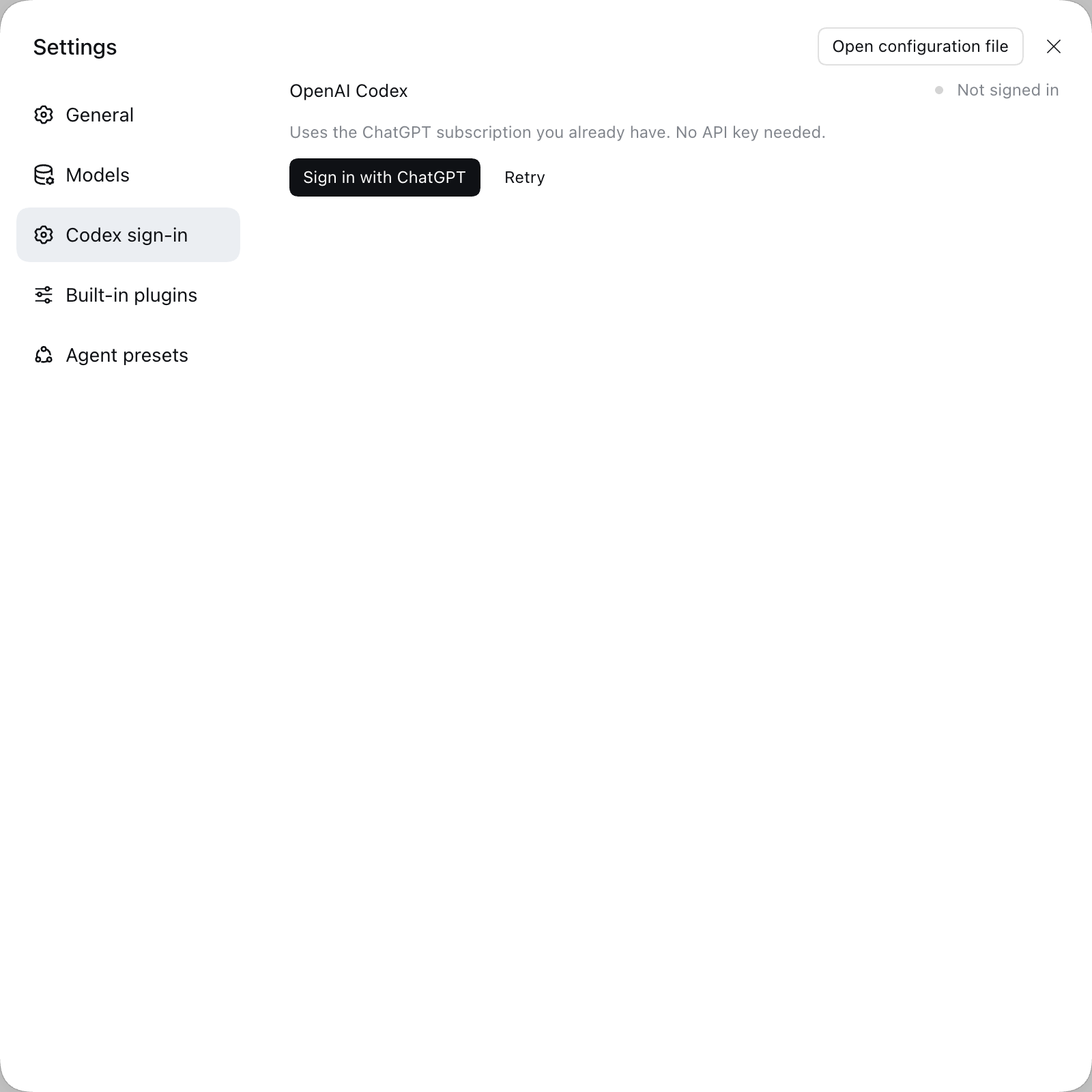 Codex 登录,未登录状态