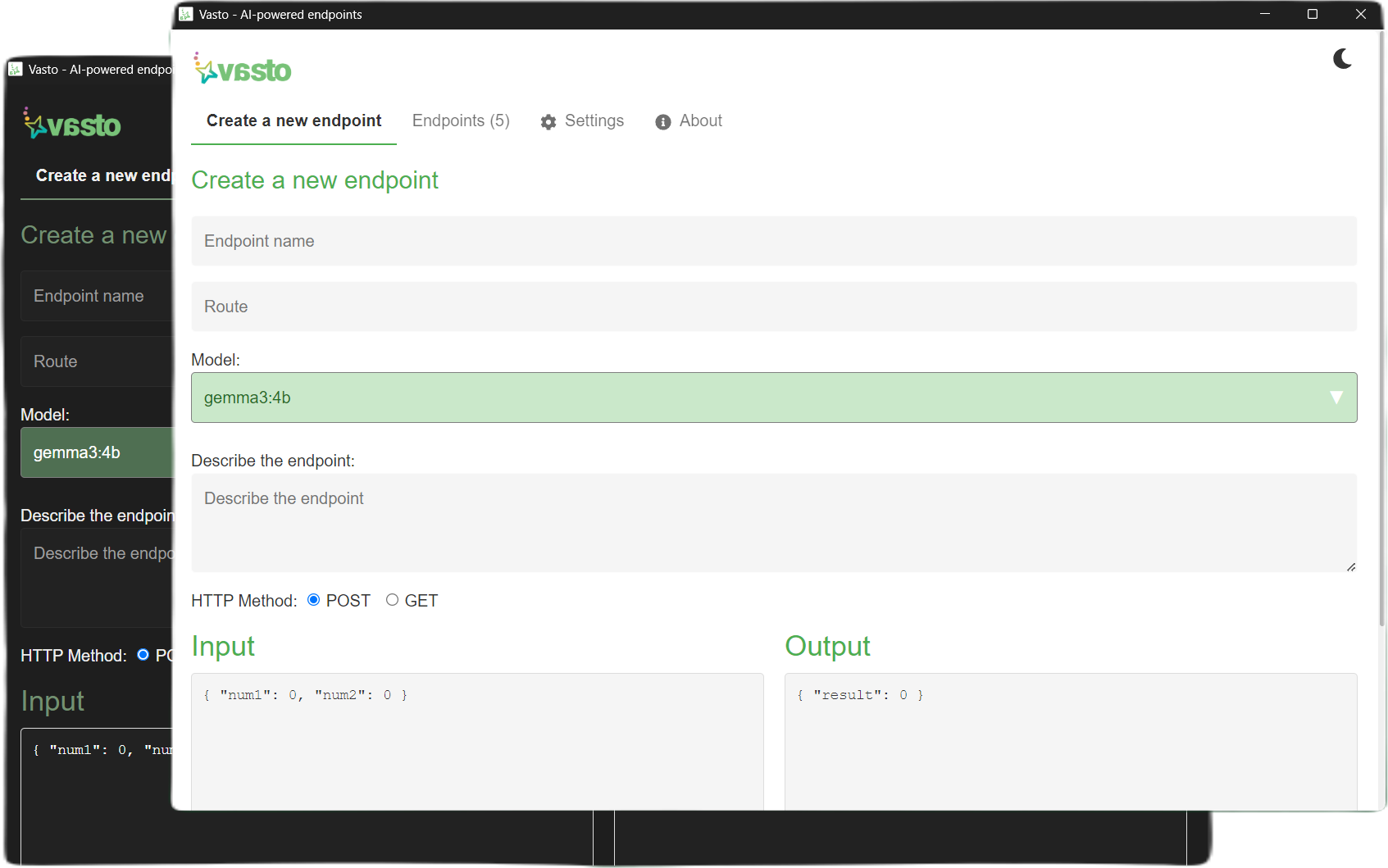 Vasto Application Screenshot