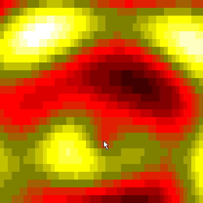 An animated plasma. A mouse arrow glides across it and ripples follow