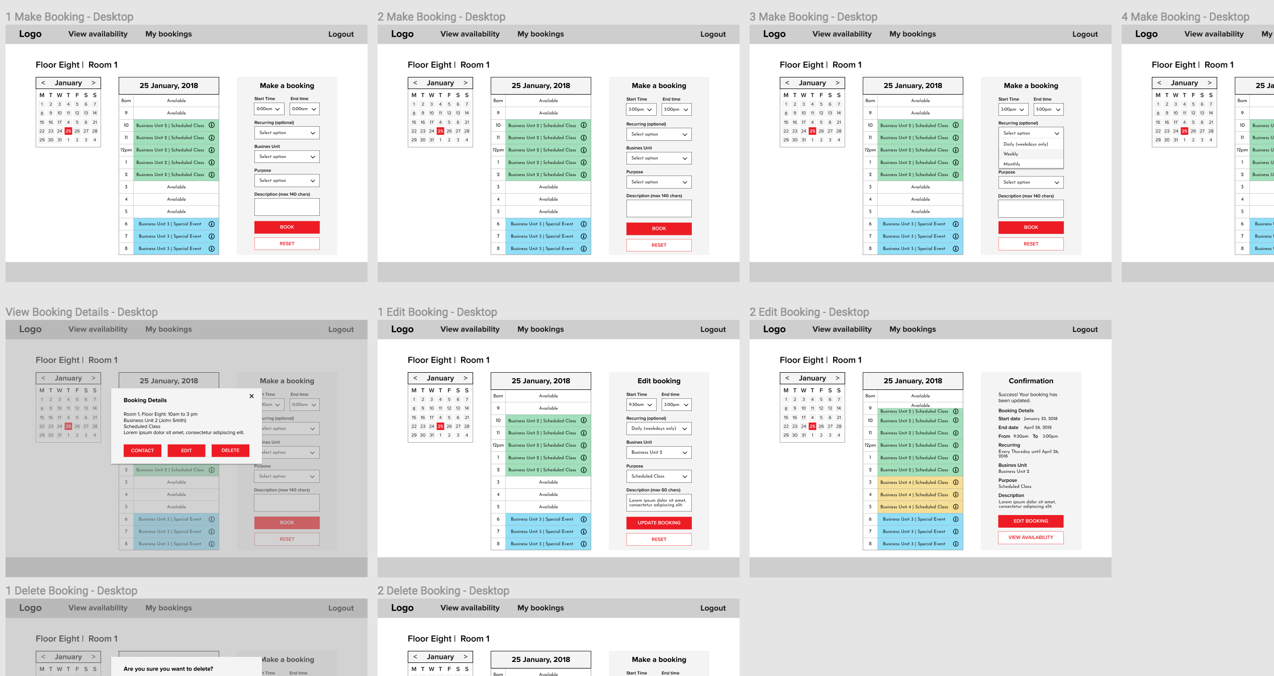 Desktop | Booking View