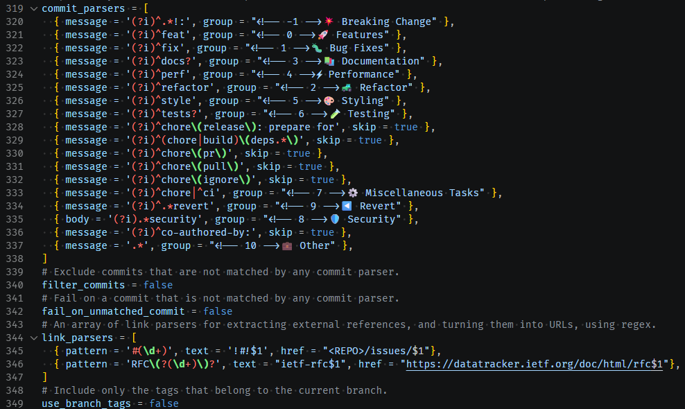 Cliff.toml Syntax Highlighting