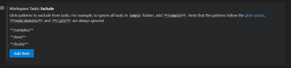 Screenshot - Exclude Patterns