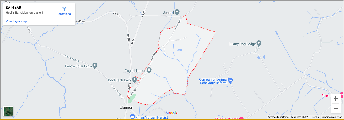 A map of the Llannon area to show where Glamapaws are based.