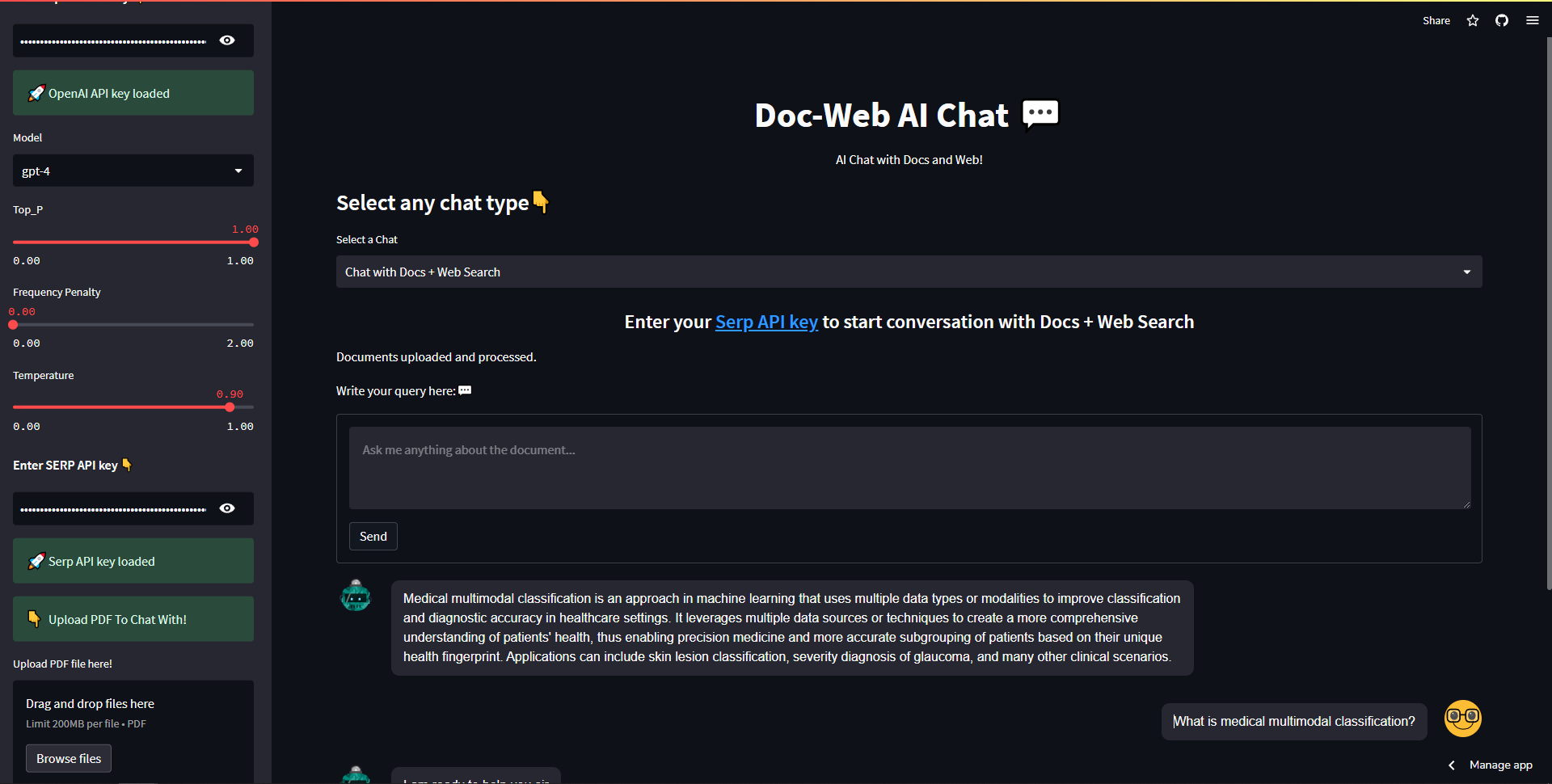 Doc-Web AI App Homepage