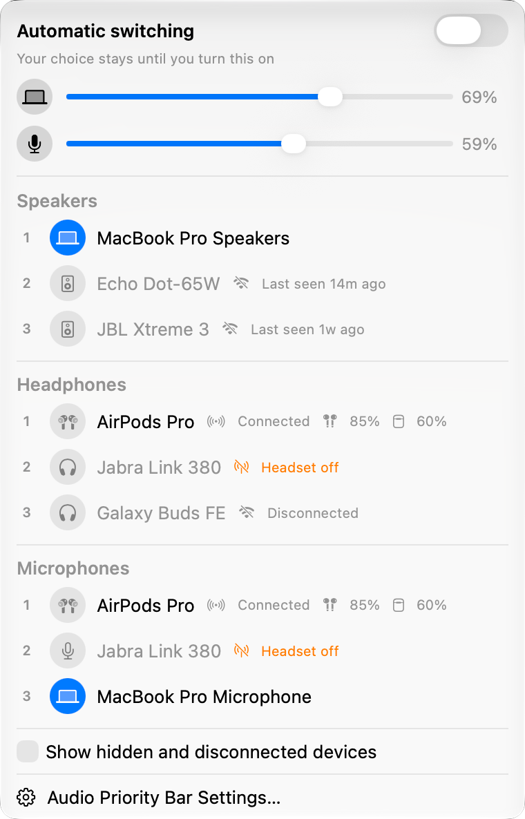 Audio Priority Bar screenshot 2