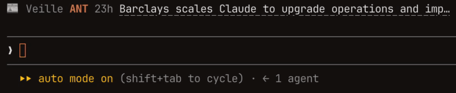Flash veille running in Claude Code (from the author's README)