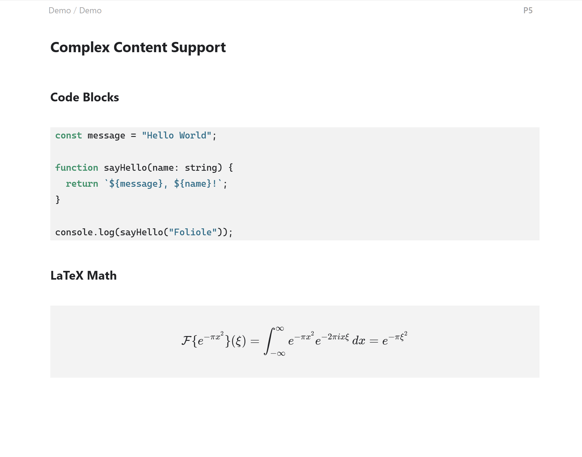 Foliole complex content reading view.