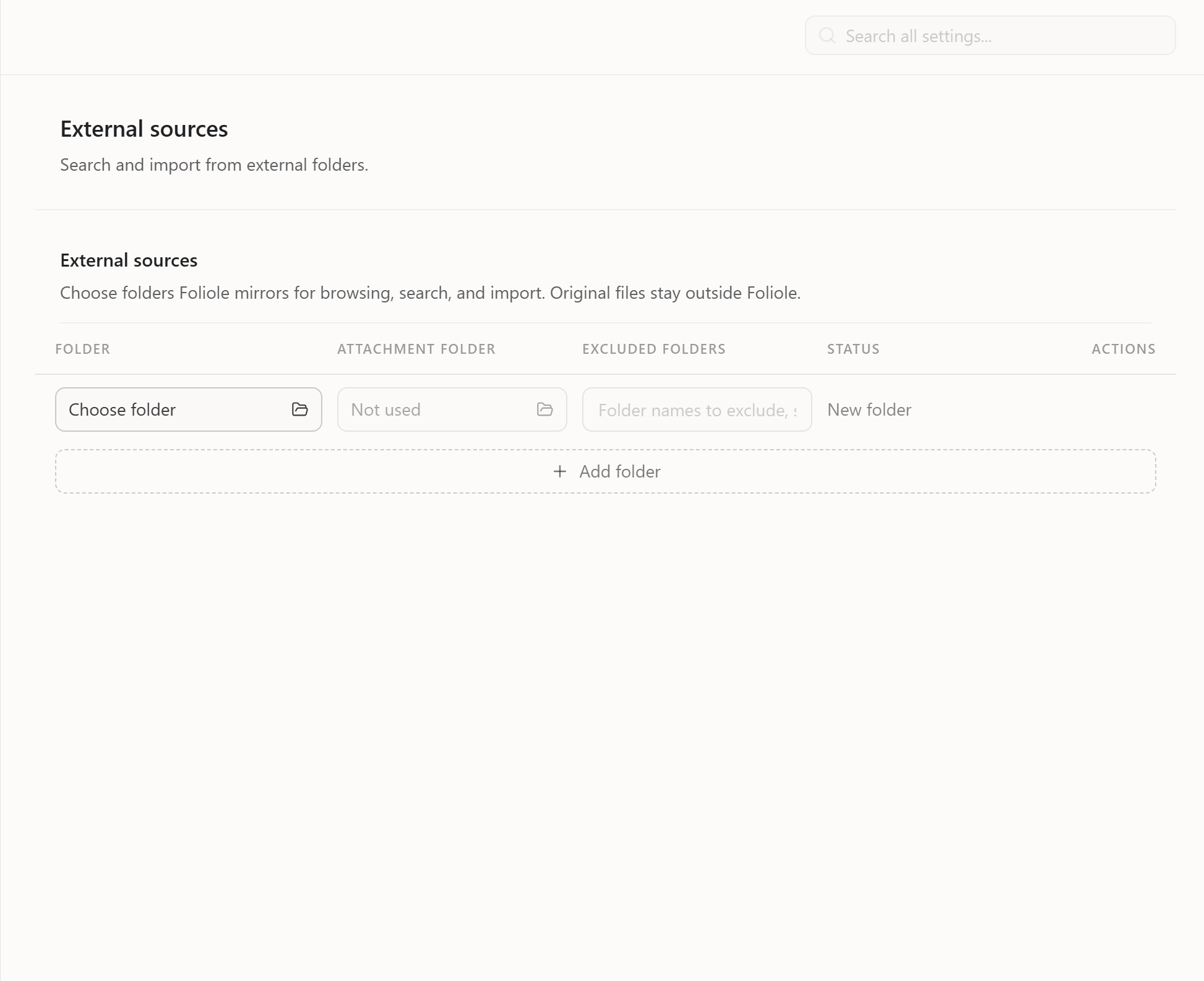 Foliole document navigation and indexed folders.