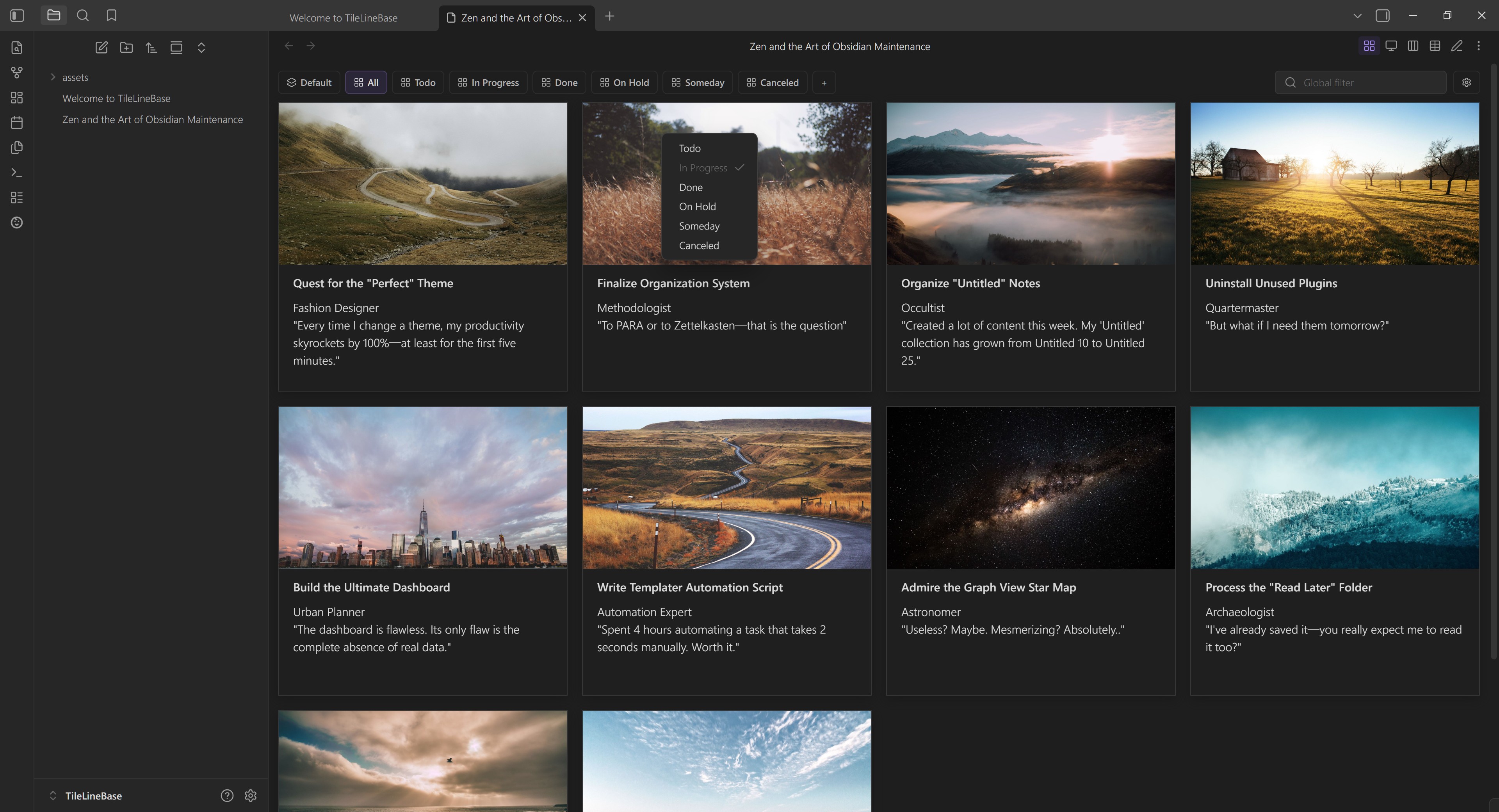 TileLineBase gallery mode view