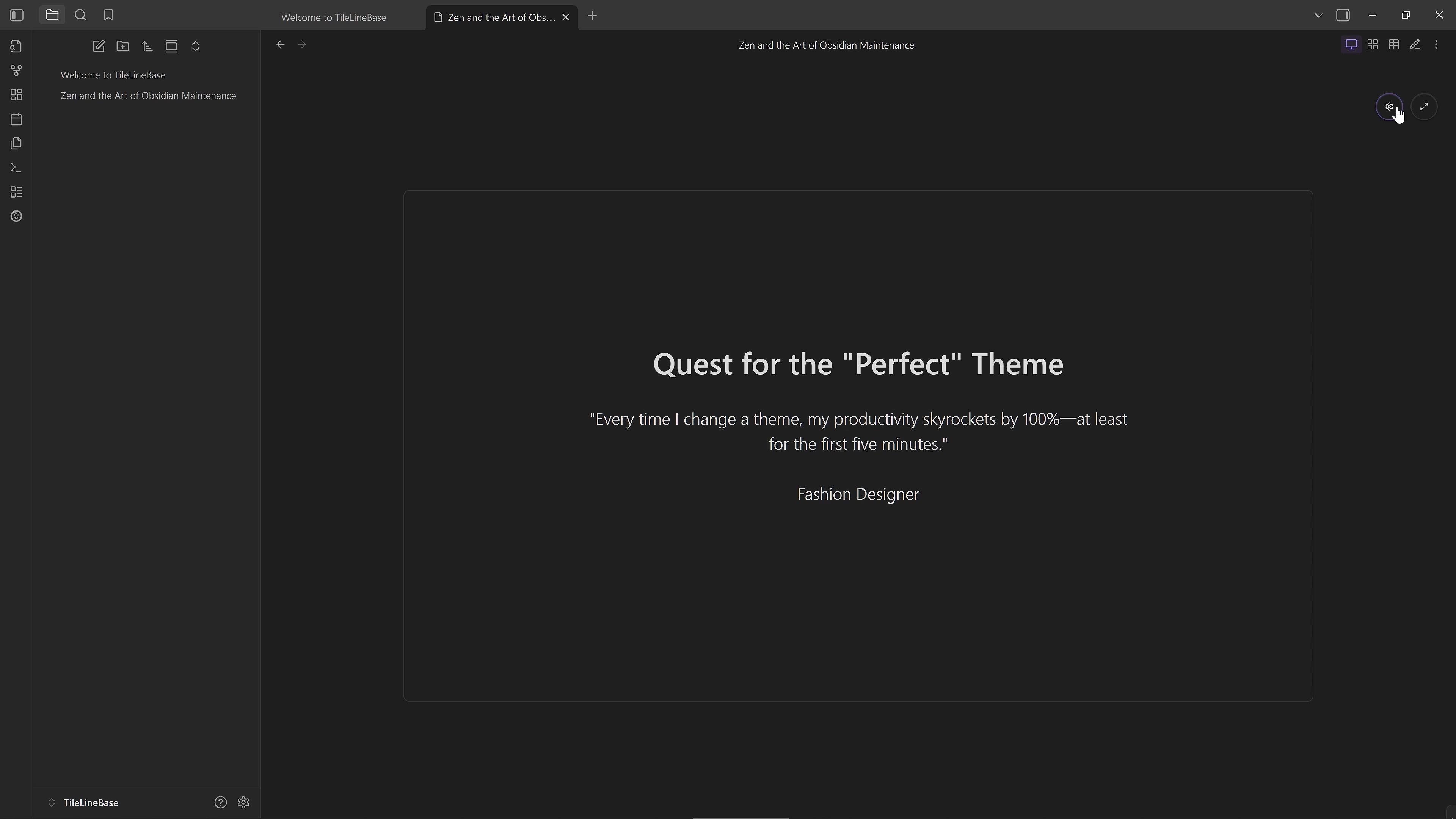 TileLineBase slide mode view